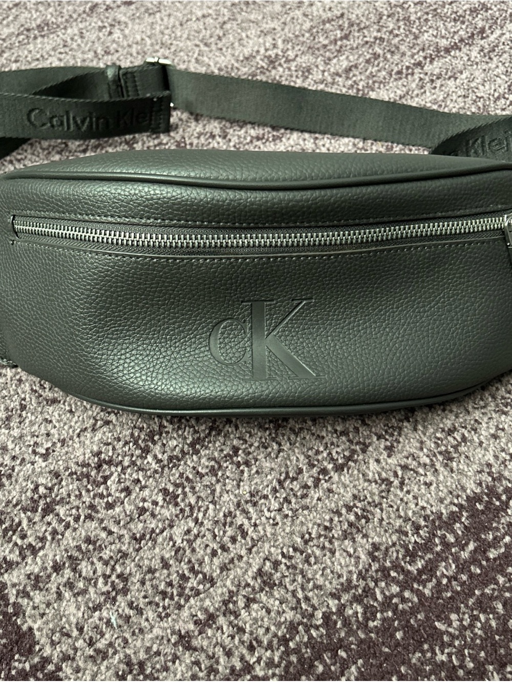 Calvin Klein Gray Faux Leather Logo Belt Bag